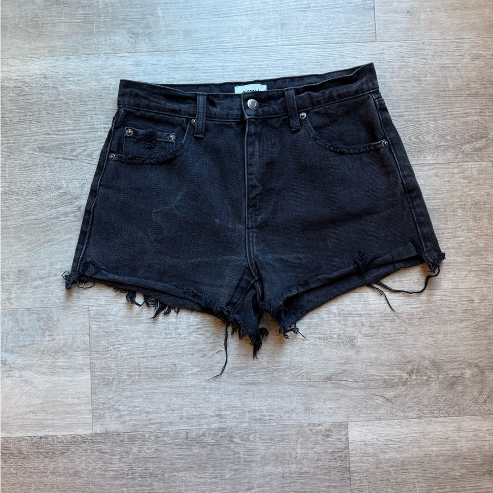 Pistola Cut Off High Rise Black Jean Shorts Size 26 Style P4452FBK-NIH